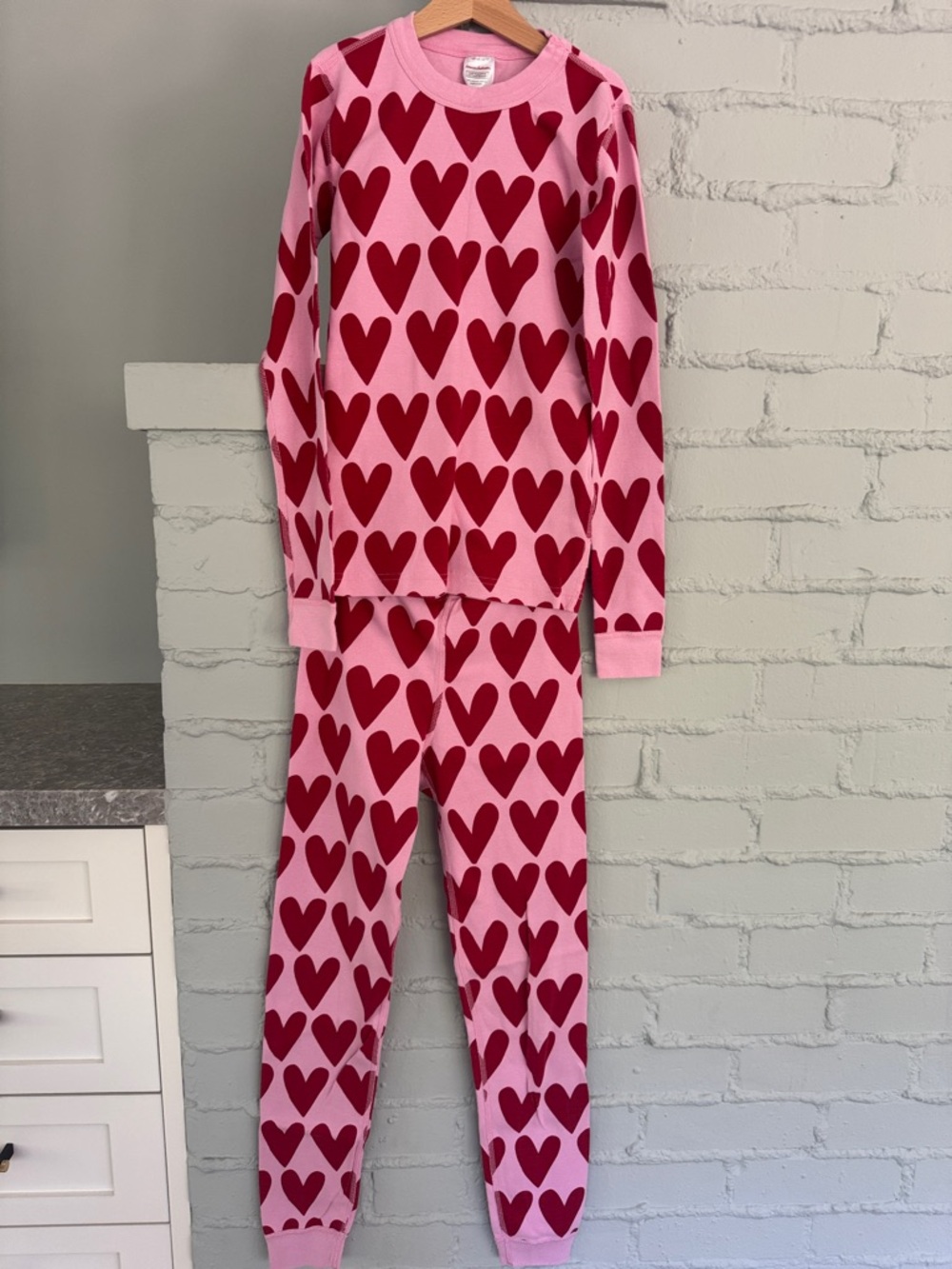 Hanna Jams Kids Pink Heart-Print Pajama Set - Long Sleeve & Pants Size 12